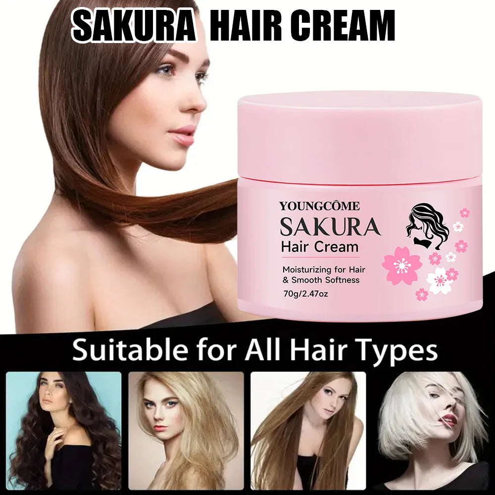 Sakura Hair Cream – Keratin & Argan Oil | Frizz Control & UV Care Hair Treatment Cream Oasis Select