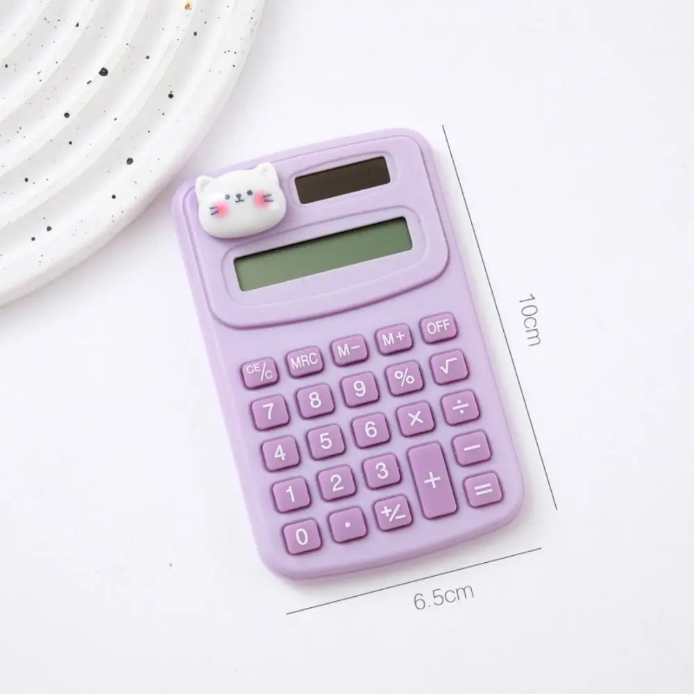 Cartoon Cute Calculator Fashion Mini Portable Small Calculator Portable Office Computer for Primary School Students Oasis Select purple cat