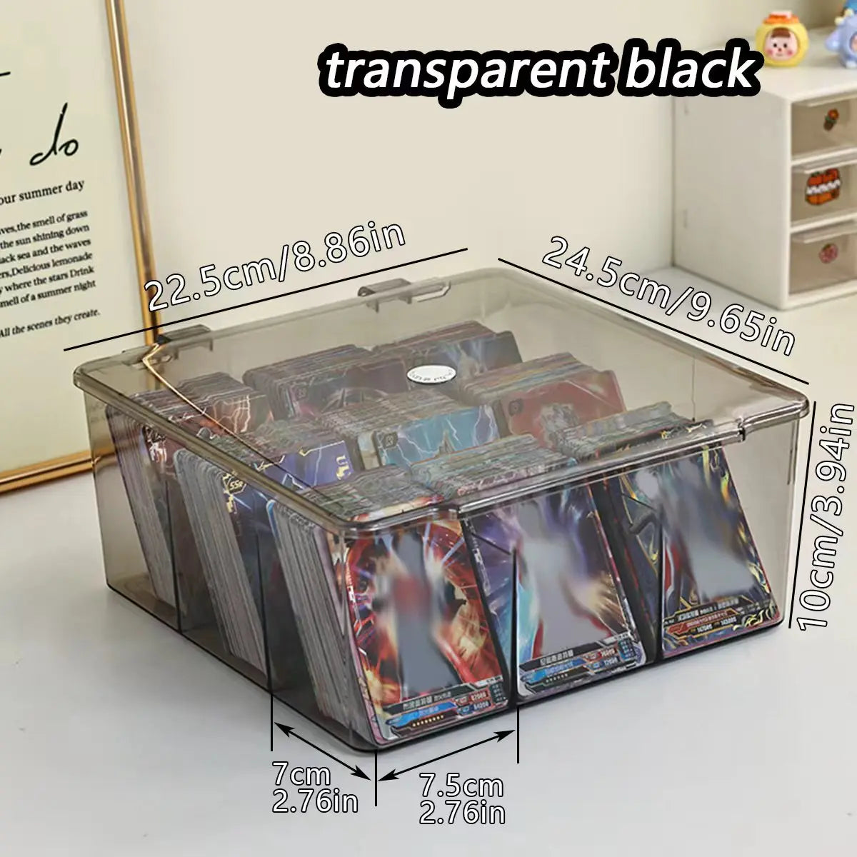 1pc Multifunctional Transparent Black/Transparent Acrylic Card Storage Box with 9 Compartments That Can Hold Over 1500 Postcards Oasis Select translucent black