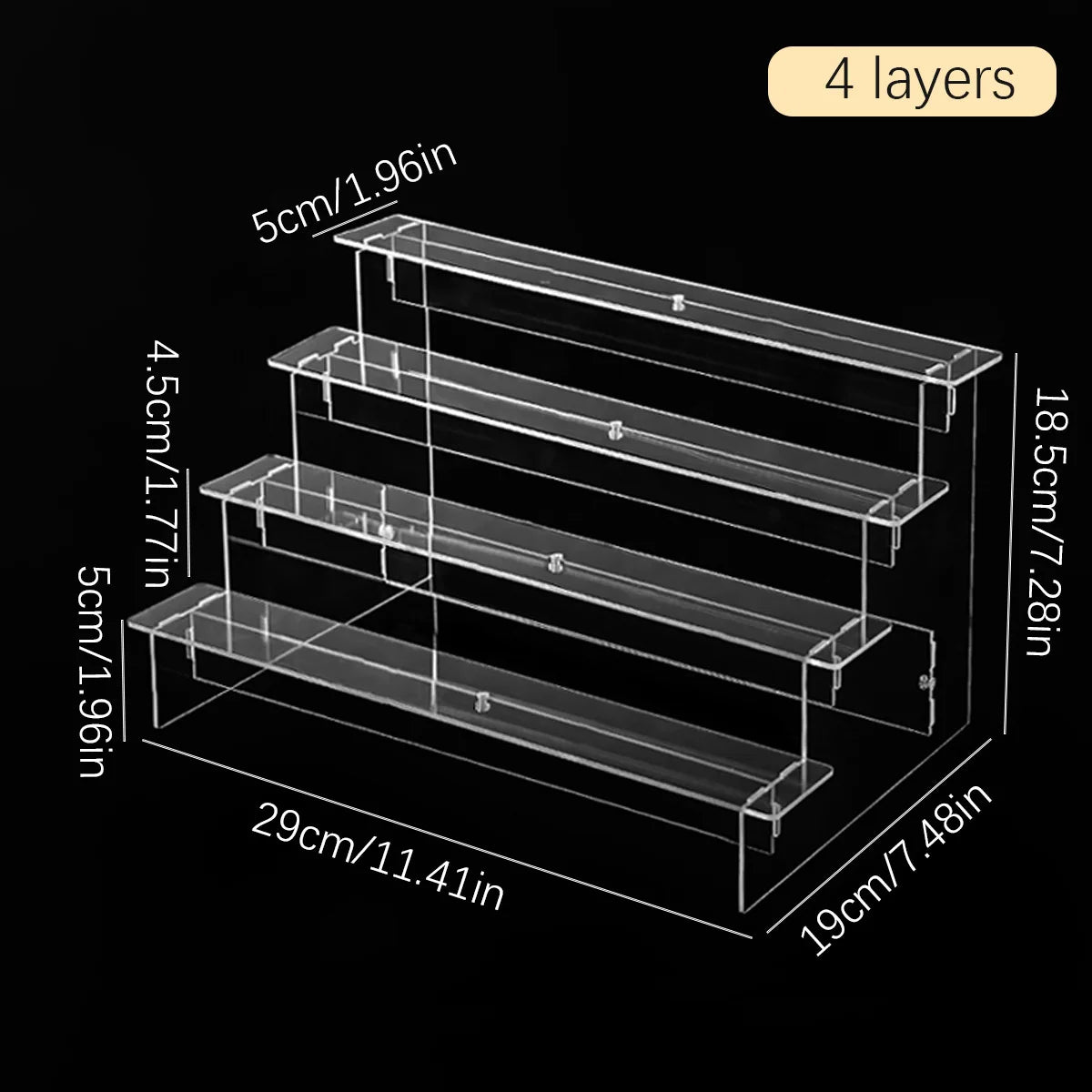 1pc,Transparent acrylic display rack, perfume, doll statue, cosmetics storage rack, ladder display rack Oasis Select Transparent-4 layers