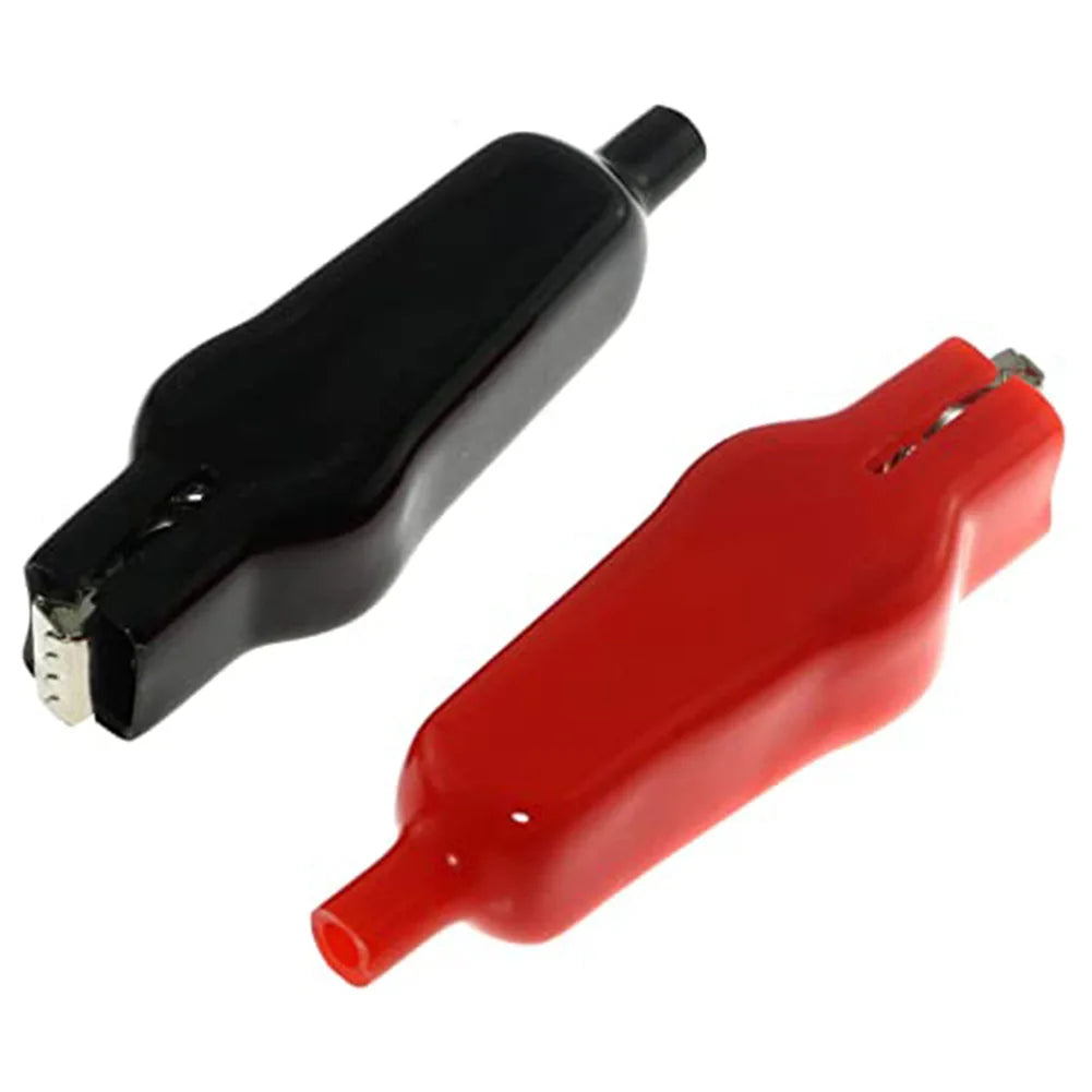 2Pcs Alligator Clip 20A PVC Sheathed Alligator Clamps DIY Test Leads Crocodile Electrical Clips Electrical Tool Parts Oasis Select 1 x red 1 x black