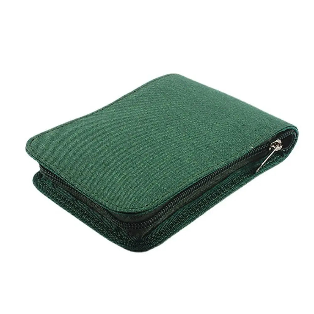 High Appearance Pen Container Bag Large Capacity Fountain Pencil Case 10 /24/48 Slots Dustproof Zipper 4 Colors Children Gifts Oasis Select green-10 slots
