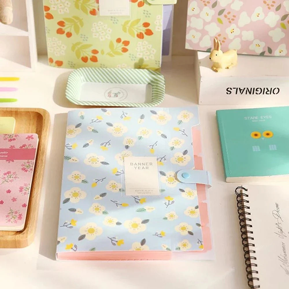 Expandable Desk Organizer A4 Size 5 Pockets File Holder File Folder Document Organizer Floral File Folders Accordion Folder Oasis Select
