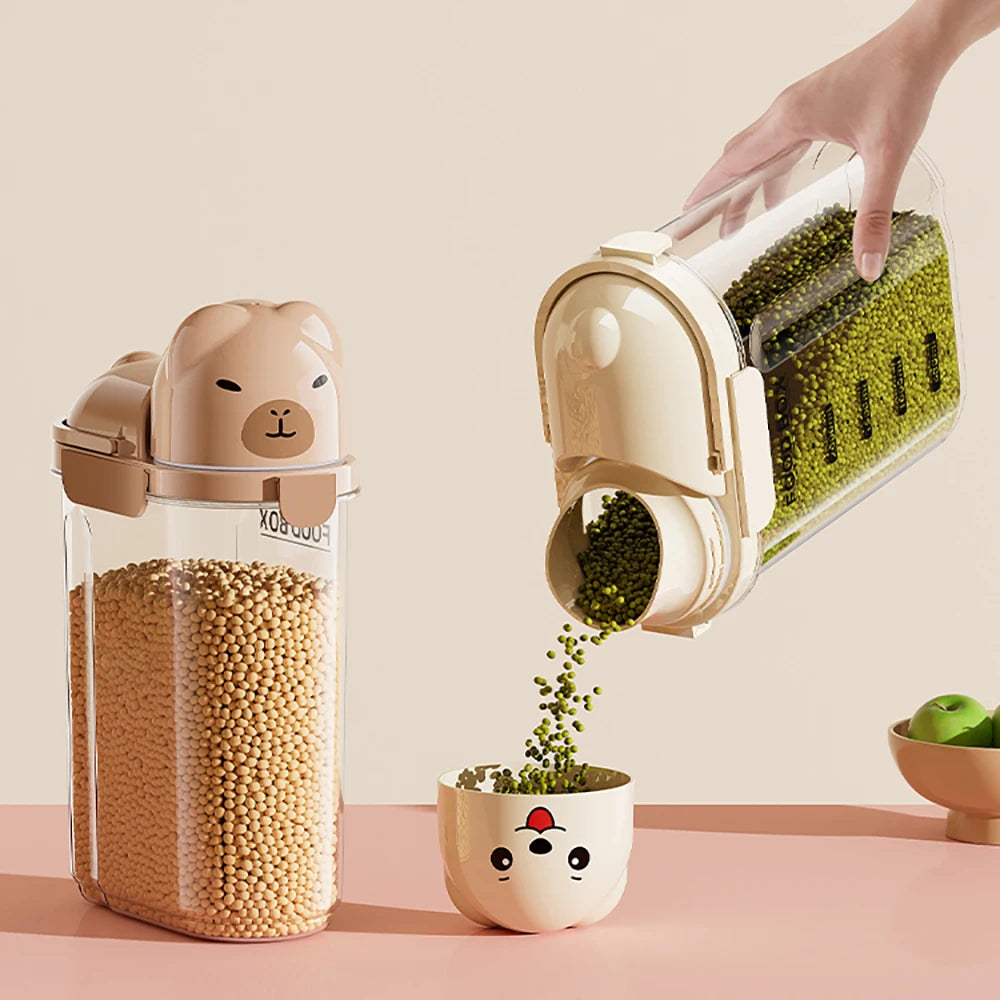 Cartoon-themed airtight storage jars, household dustproof containers, grain storage boxes, large-capacity plastic jars for coffe Oasis Select