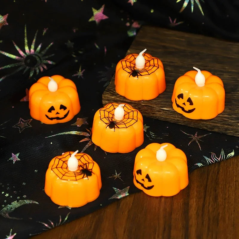 Flickering Flameless LED Pumpkin Light, Night Lamp, Ornaments, Holloween Party Decoration Supply, 2 Styles Oasis Select