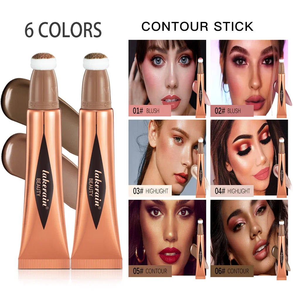 New Cream Bronzer Contour Blusher Beauty Wand Highlighter Blush With Cushion Liquid Face Bronzer Wand Stick Applicator Makeup Oasis Select