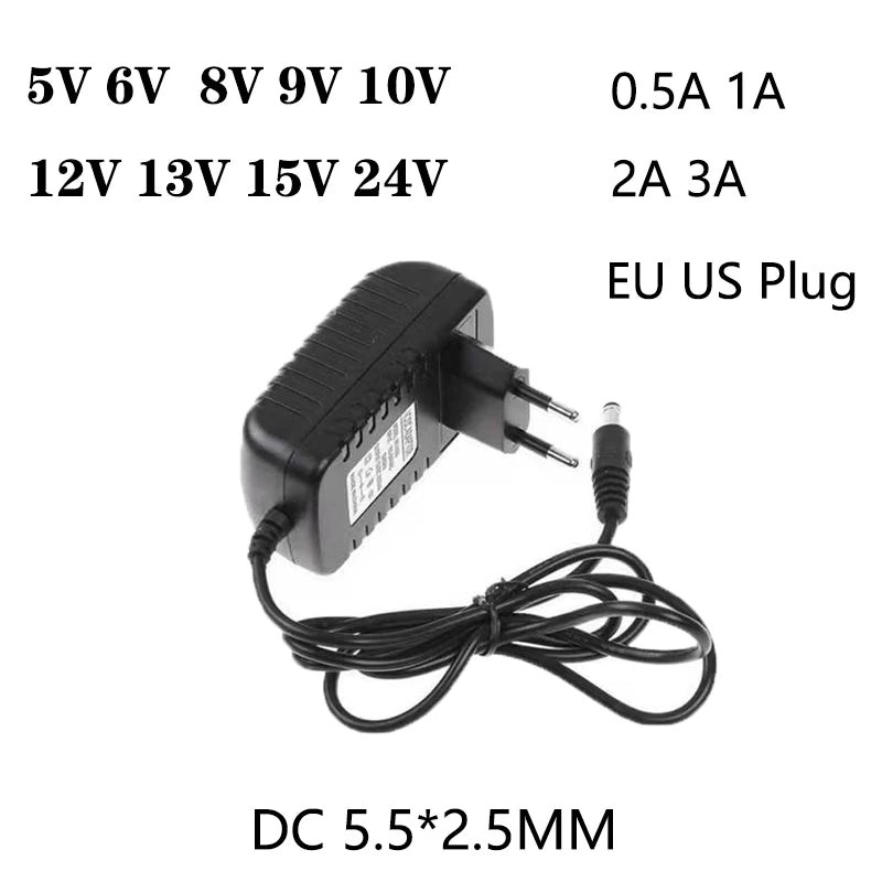 AC DC 5V 9V 12 Volt Power Supply 110V 220V TO 5V 6V 8V 12V 13V 15V 24V 1A 2A 3A Universal Power Adapter Supply Eu For LED Strips Oasis Select 12V1A Only EU Plug