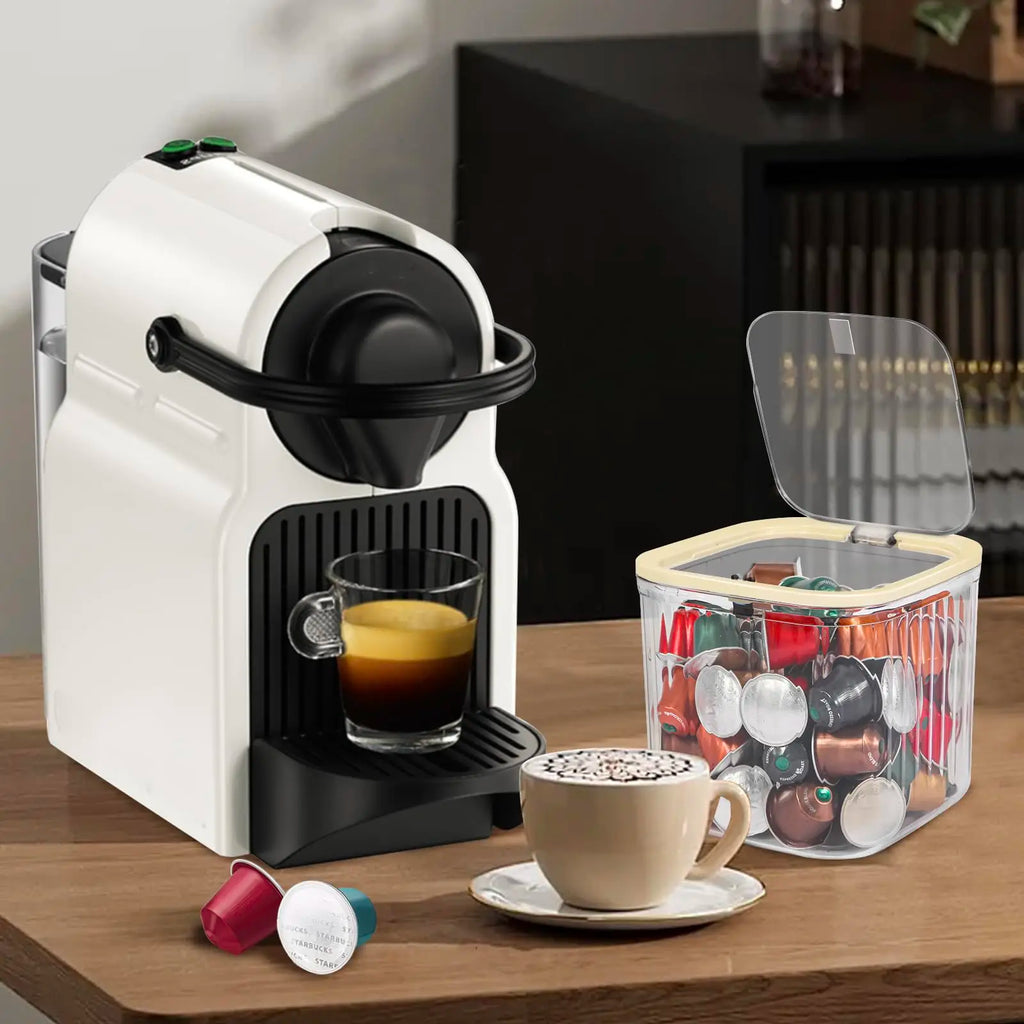Clear Coffee Pod Holder with Lid, Coffee Pods Storage for Counter, Small Food Storage Organizer Bins, Clear Plastic Bins Oasis Select