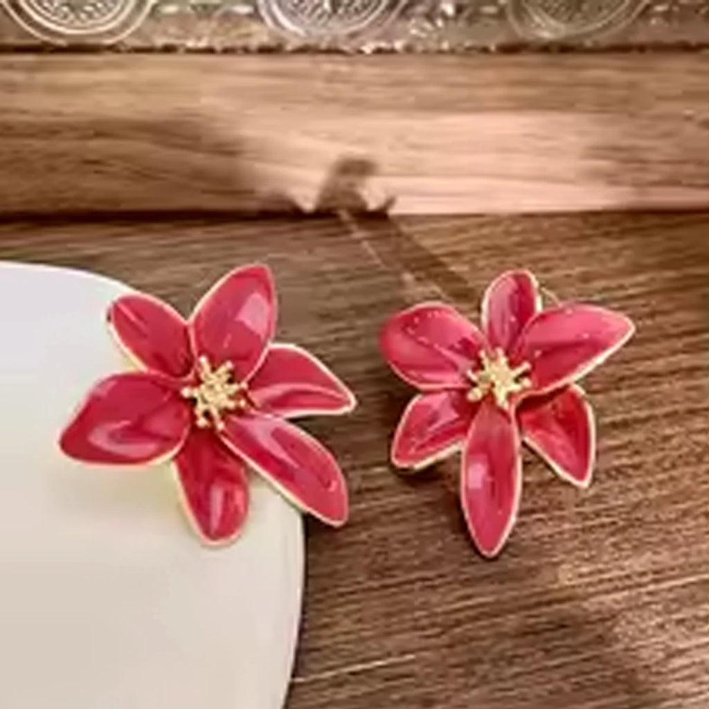 Metal Flower Drops Oil Earrings European American Style Personality Fashion Stud Earrings Ms Girl Travel Wedding Accessories Oasis Select AEH70370