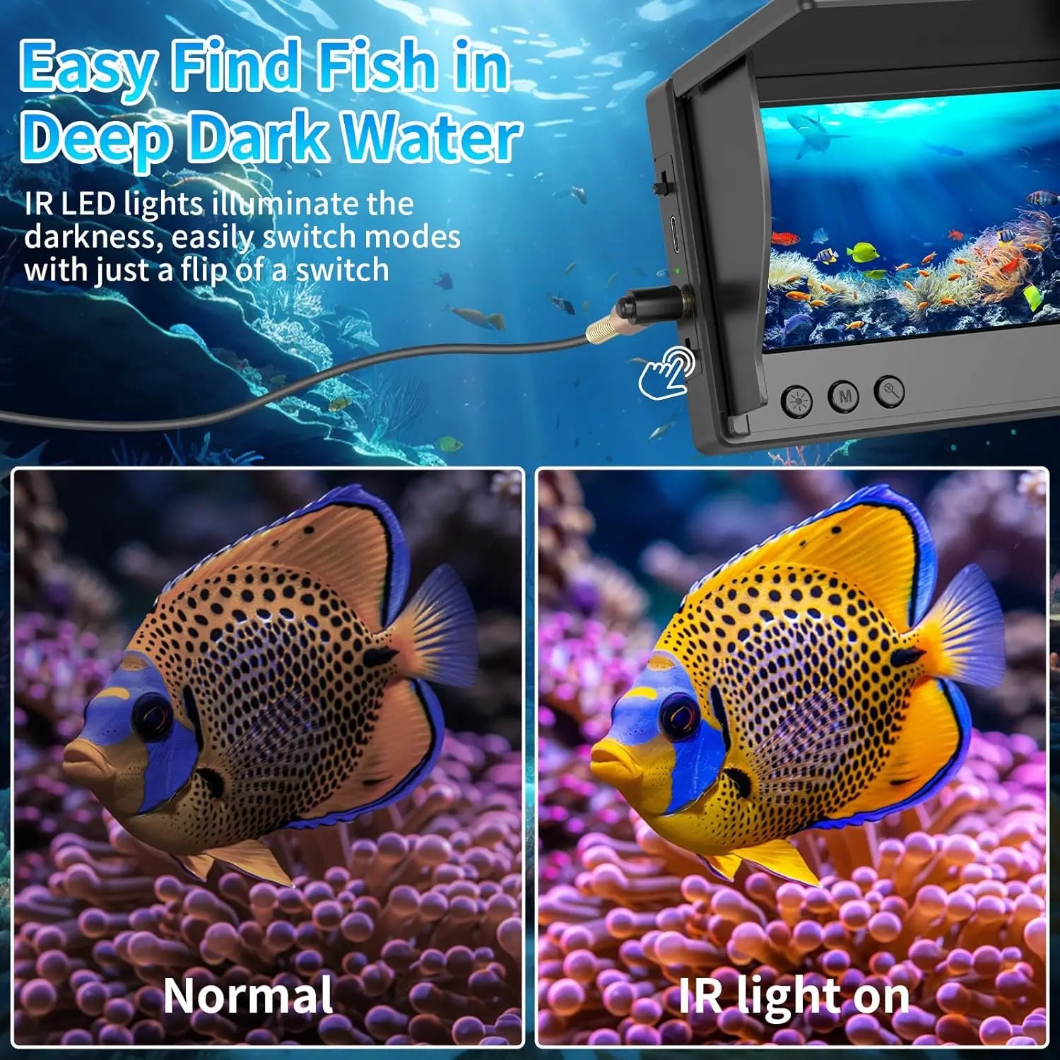 Portable Fish Depth Finder Water Handheld 1080P 4.3 Inch LCD Fish Finder Waterproof Underwater Fishing Camera With Night Vision Oasis Select