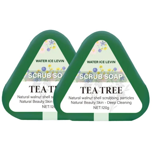 Tea Tree Scrub Soap with Walnut Shell – Deep Cleansing Bar Exfoliating Scrub Soap Oasis Select Lavender 120g