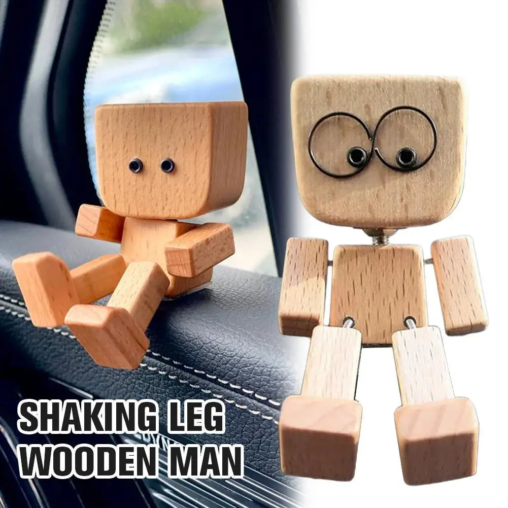 Shaking Wooden Man Car Dashboard Ornament | Magnetic Expressions
