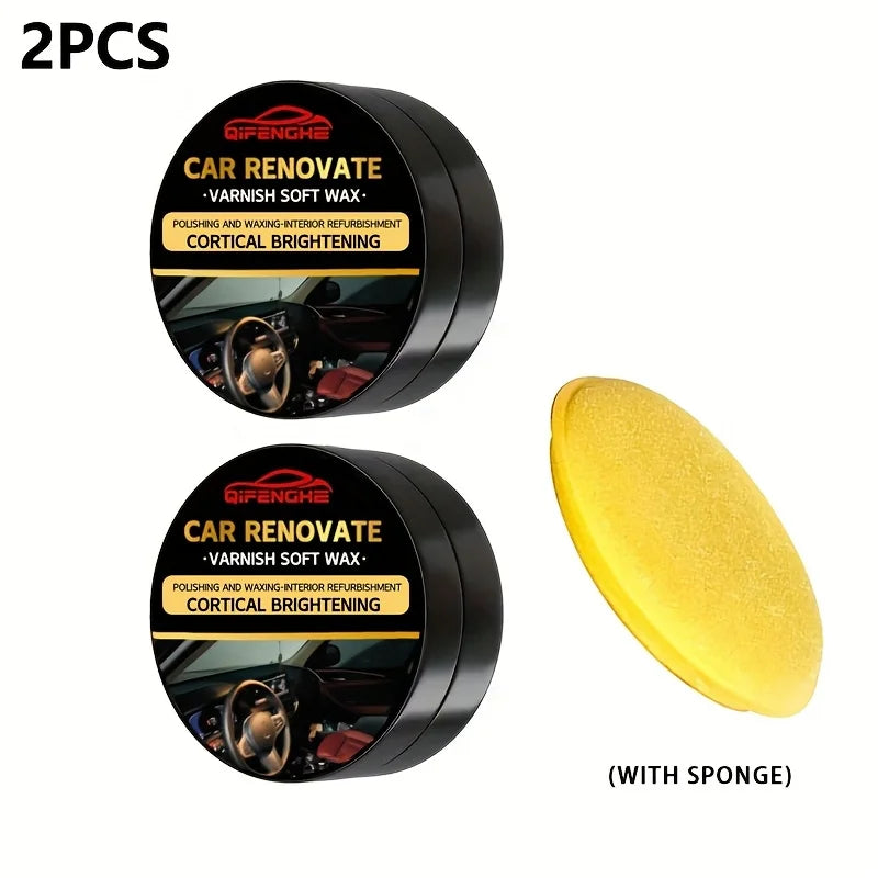 Comprehensive Car Restoration Kit: Black Interior Wax, Dashboard, Plastic, Tire, Seat Conditioner, Exterior Plastic Refurbishing Oasis Select 2pc sponge