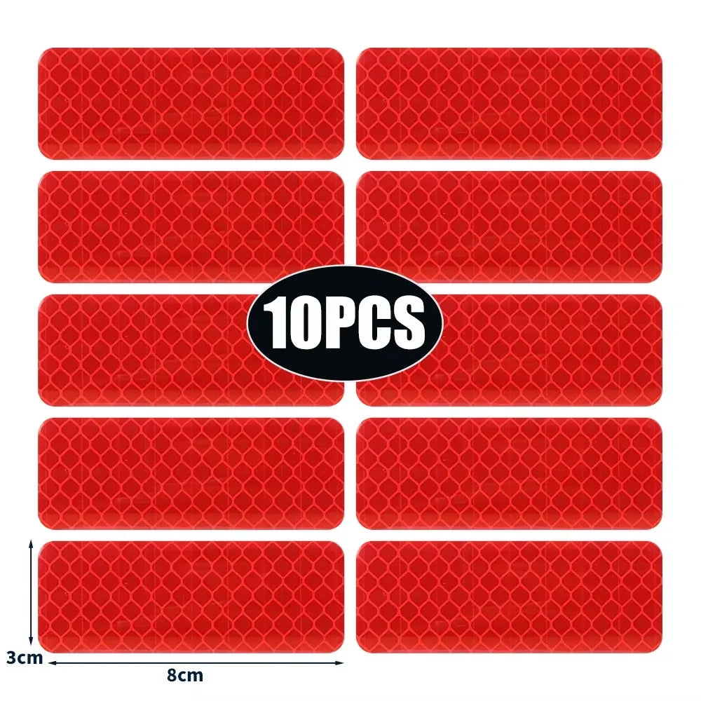 10/30PCS Car Truck Reflective Safety Warning Tape Waterproof Anti-Collision Reflective Patch Night Light Patch Reflector Sticker Oasis Select 10pcs Red