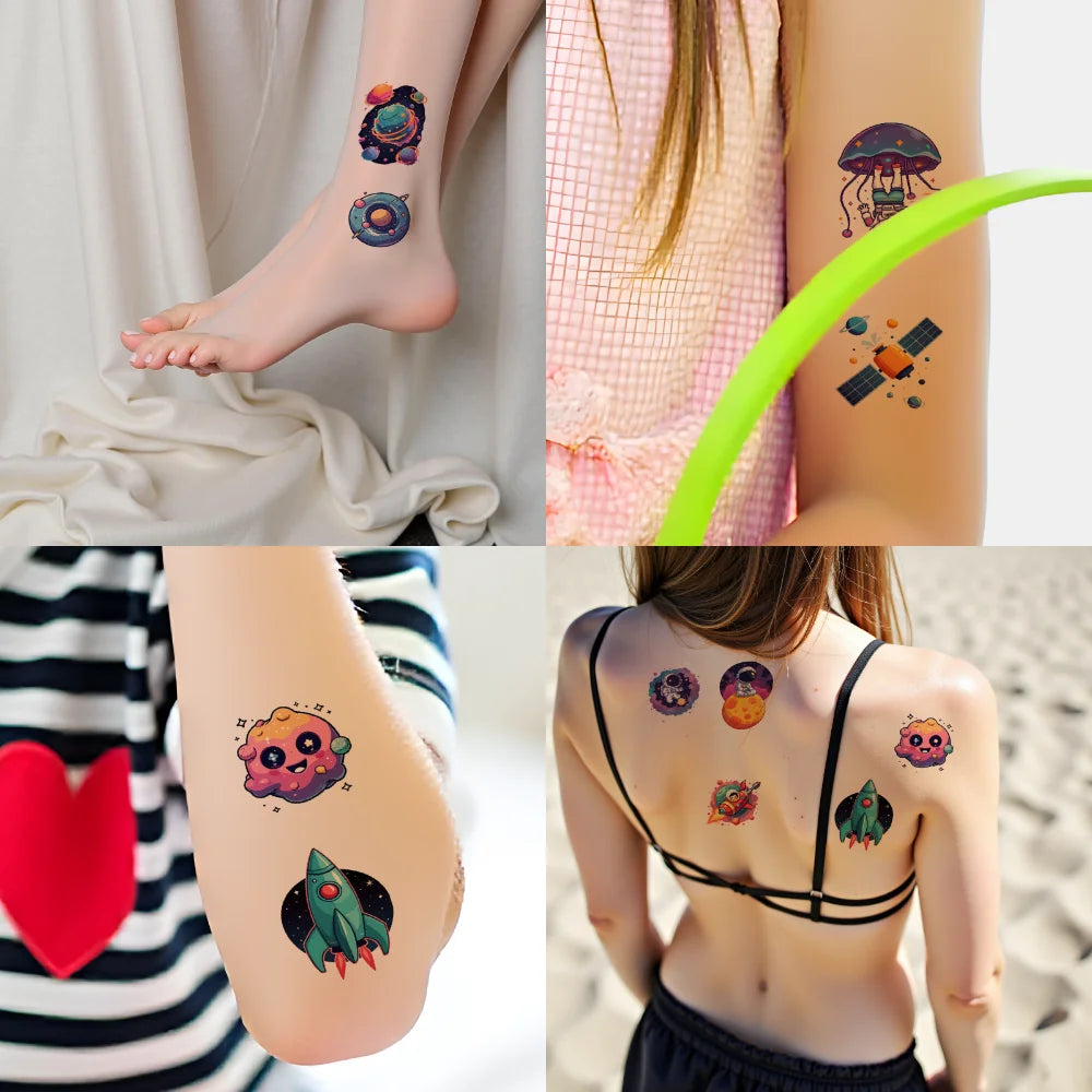 54pcs Space Astronaut Temporary Tattoo Stickers – Kids & Adults Temporary Tattoo Stickers Oasis Select