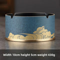 Auspicious Cloud Pattern Round Ashtray for Home Office Decorative Cigarette Holder Brass High-end Home Living Room Oasis Select blue