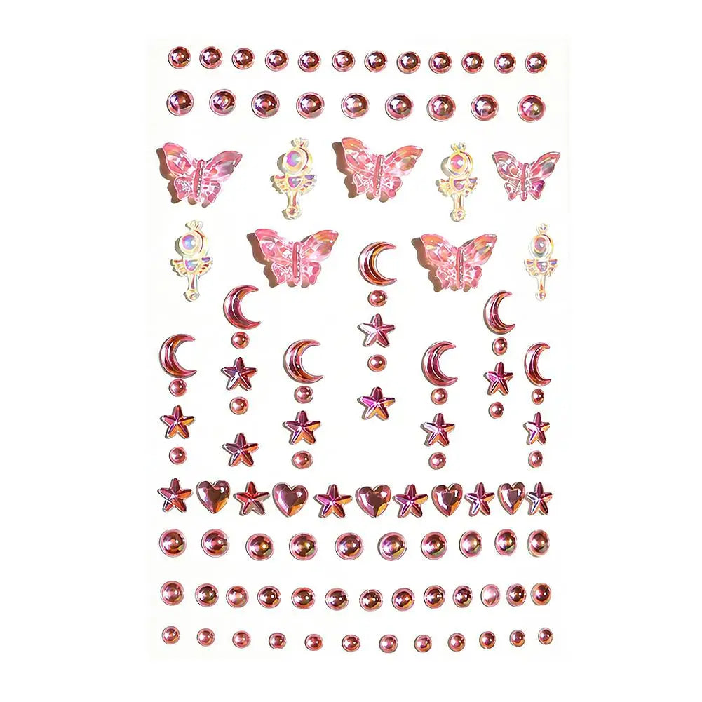 Butterfly Face Gems – 128pc Self-Adhesive Crystal Rhinestone Stickers