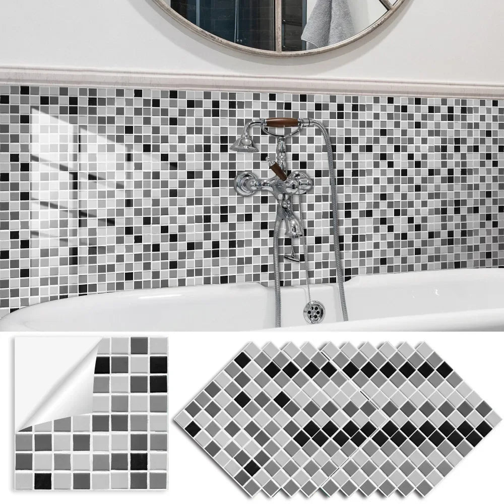 Grey Mosaic Pattern Home Decor Wall Stickers Kitchen Bathroom Refurbished Self-adhesive Paper Wall Decoration Oasis Select TS341 20x20cm-10 pieces