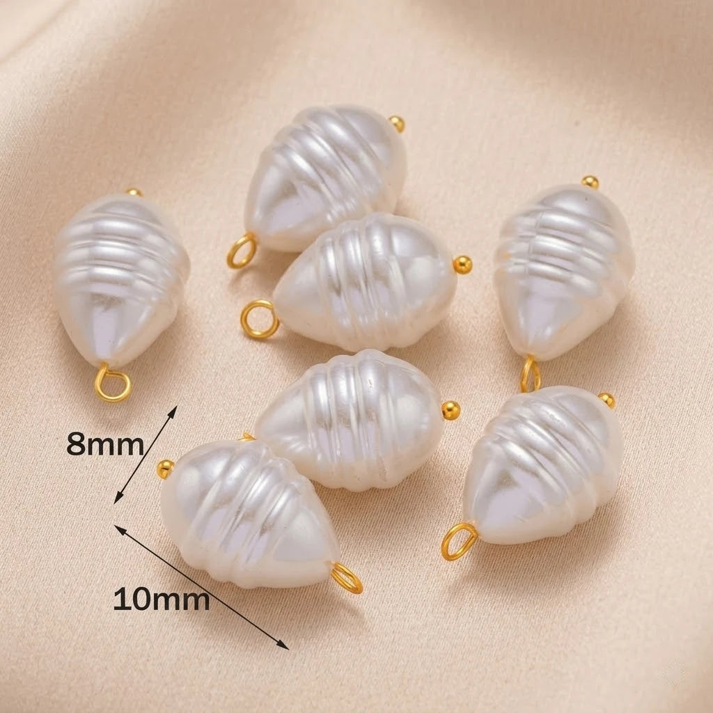 10Pcs Stainless Steel Pearl Pendant Charms Dangles Irregular Pear Pendant with Hoop for DIY Necklaces Earrings Jewelry Making Oasis Select 10