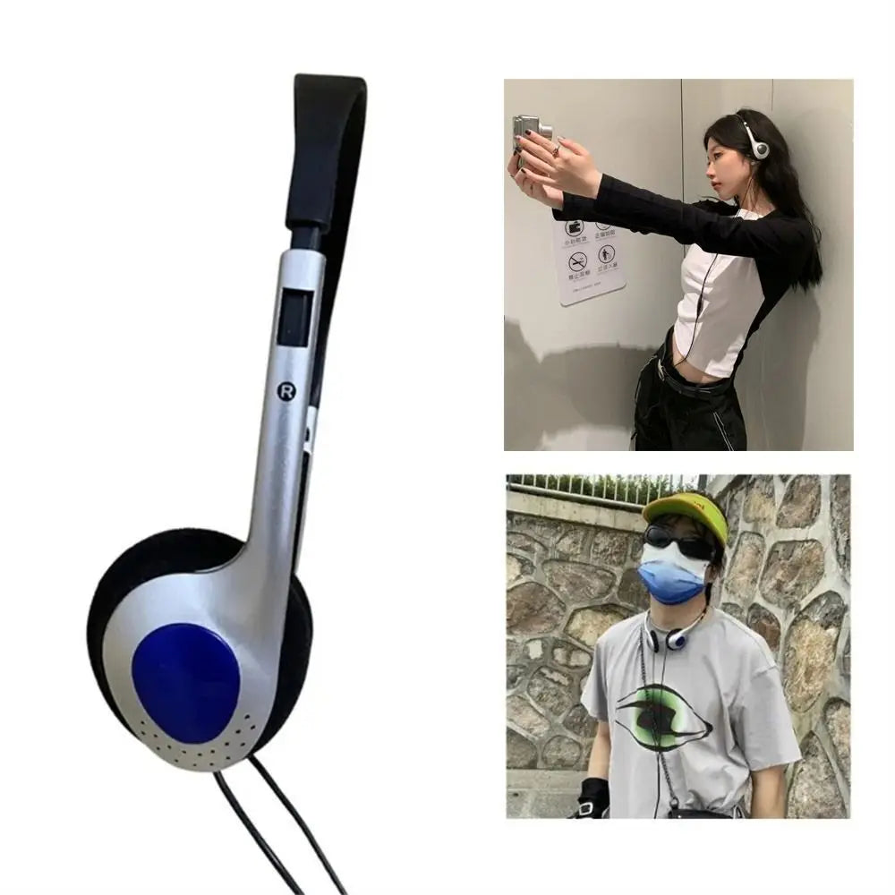 Y2K Personality Headphones Retro Millennium Wind Headset Blue Black Fashion Headset Over Ear Earbud 3.5mm Oasis Select