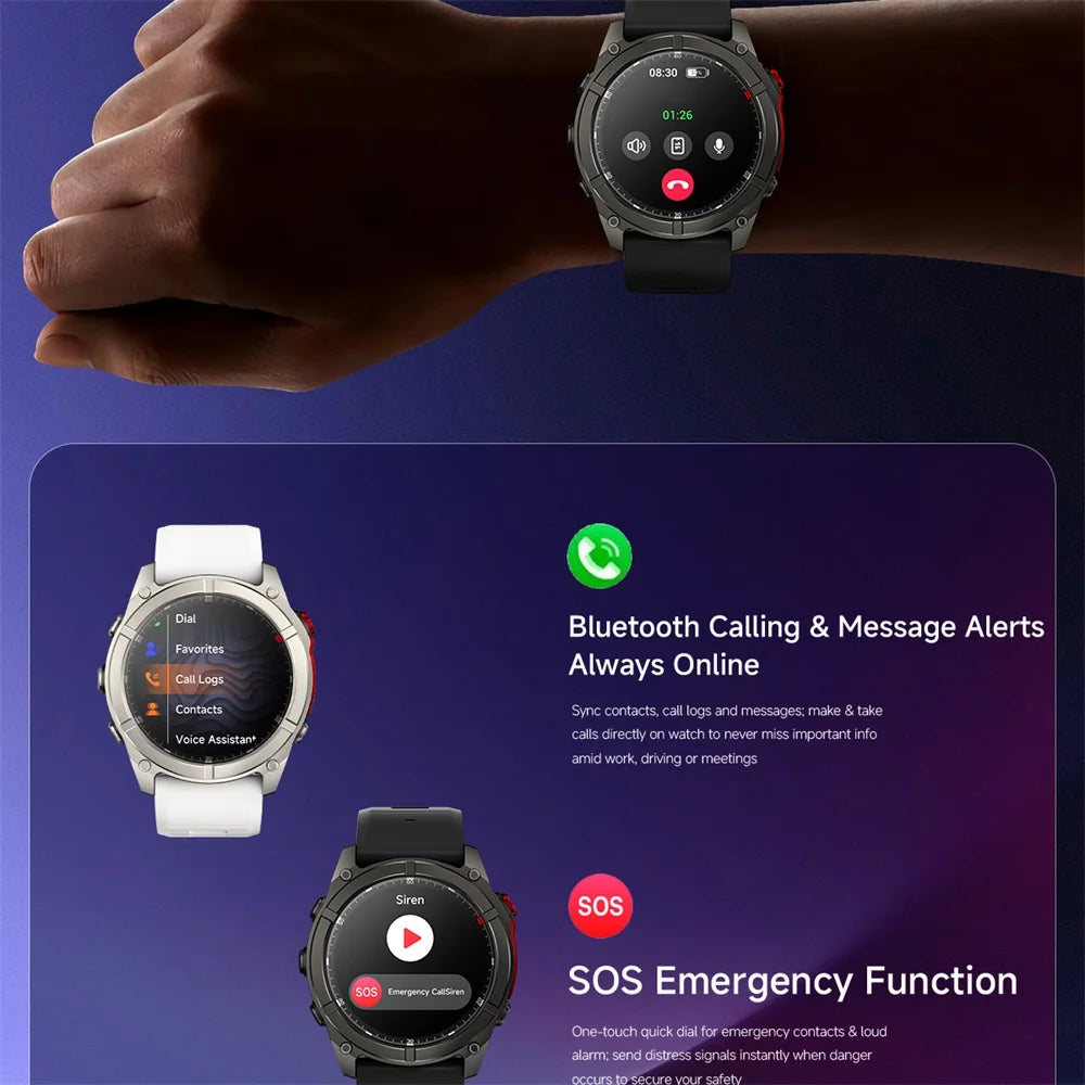 1.43 AMOLED Screen Compass Smart Watch Men Outdoor Flashlight ChatAI-GPT Sports Health Smartwatch SOS Waterproof Call Bracelets Oasis Select