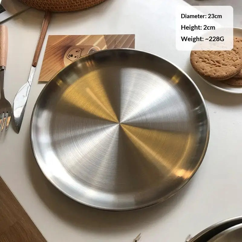 Stainless Steel Round Serving Tray | Rustproof, 6 Sizes