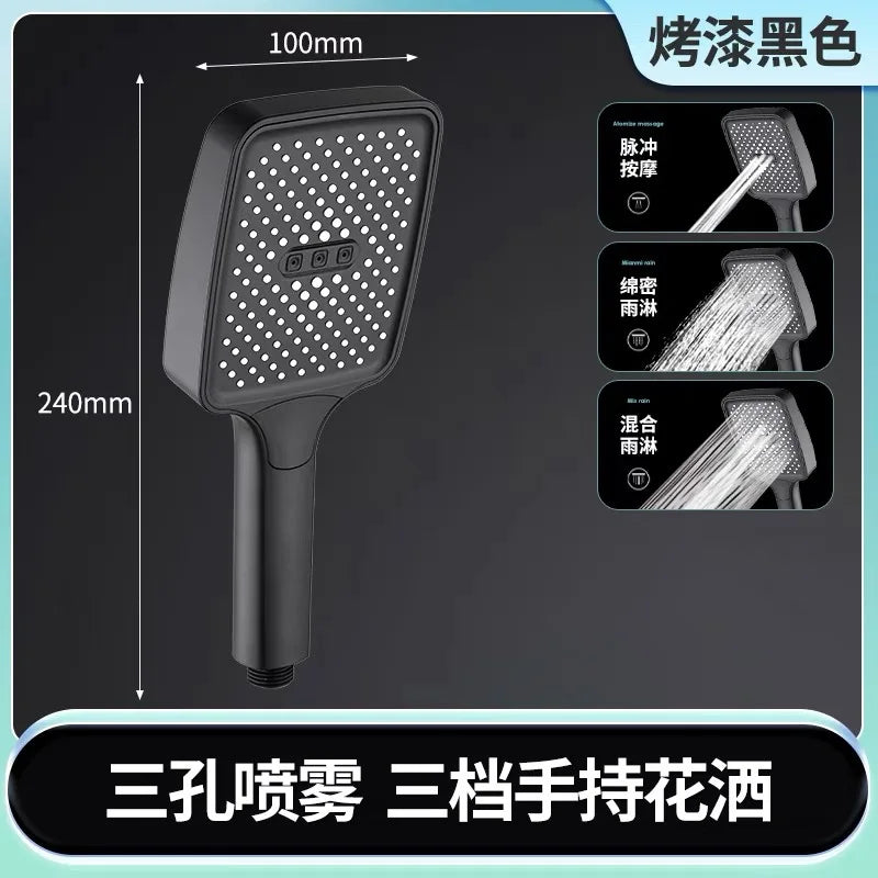New 12 inch Big Panel Rainfall Shower Head High Pressure Water Saving Top Rain Shower Faucet Bathroom Accessories Set Oasis Select Black Shower