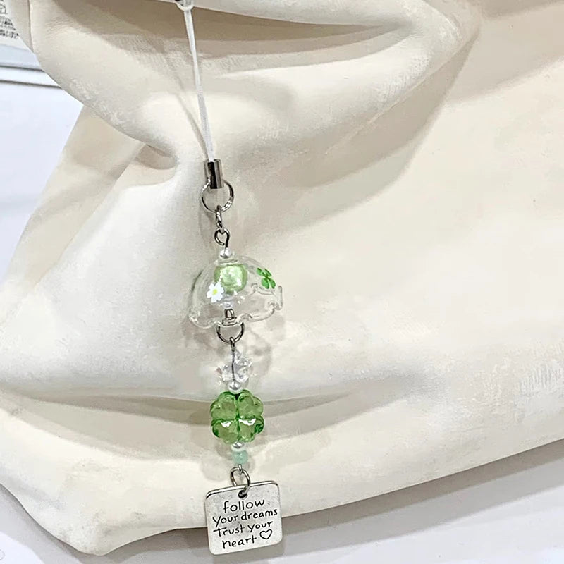 Transparent Keychain Cute Wind Chime Pendant Keyring Mobile Phone Lanyard Kawaii Bag Decorative Accessories Home Decorations Oasis Select A10