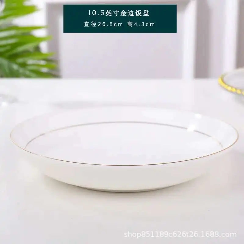 Bone China Gold Border Vegetable Deep Plate Ceramic Tableware Dining Plate Oasis Select 10.5in Plate