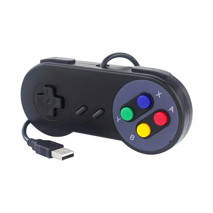 USB Wired Retro Gamepad for PC, NESPi & Raspberry Pi Retro USB Gamepad Oasis Select Black handle