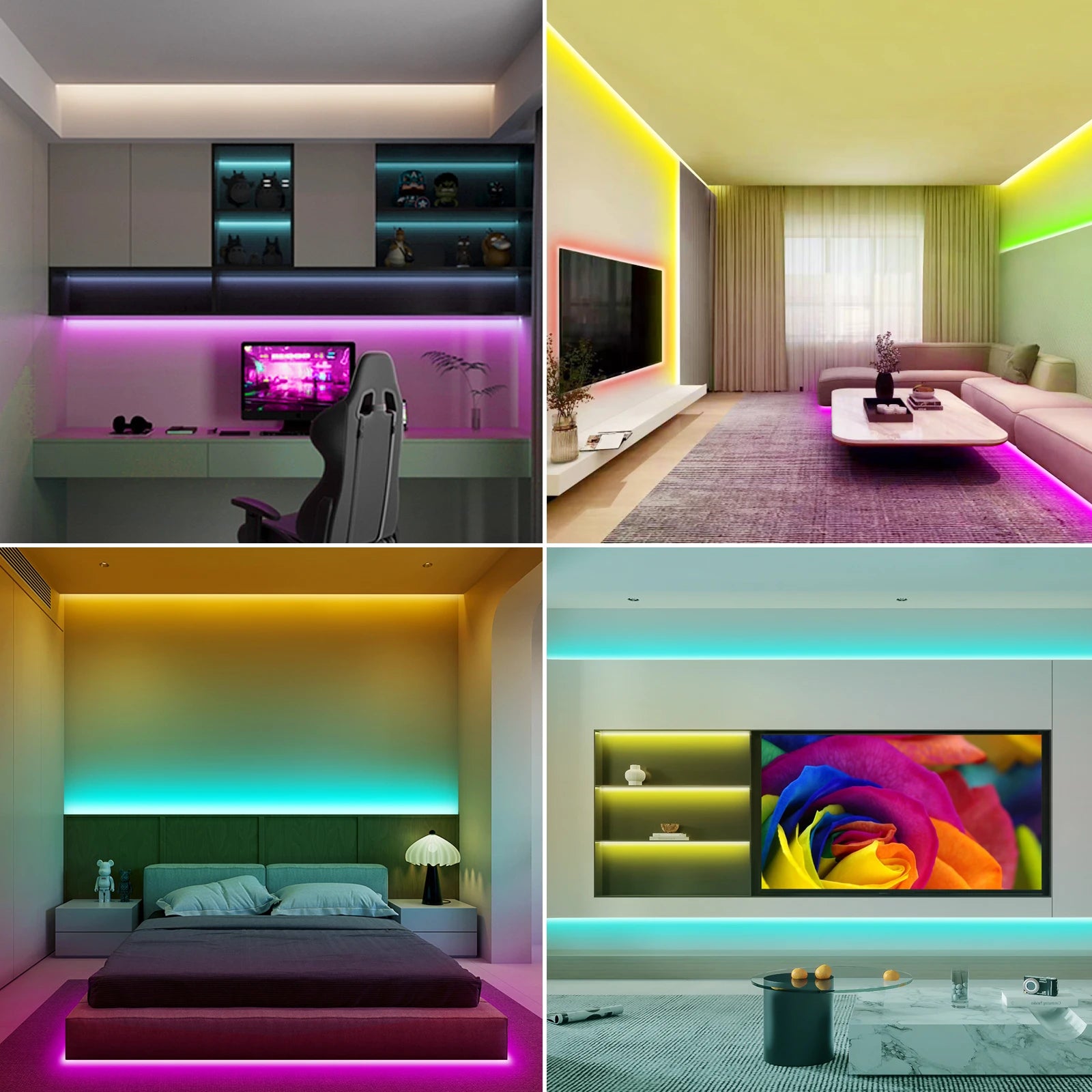 USB 1-5m LED Light Strip RGB Bluetooth 24keys Remote Control Sync with Music COB Linear Dimmable Tape Room TV Blacklight Decor Oasis Select