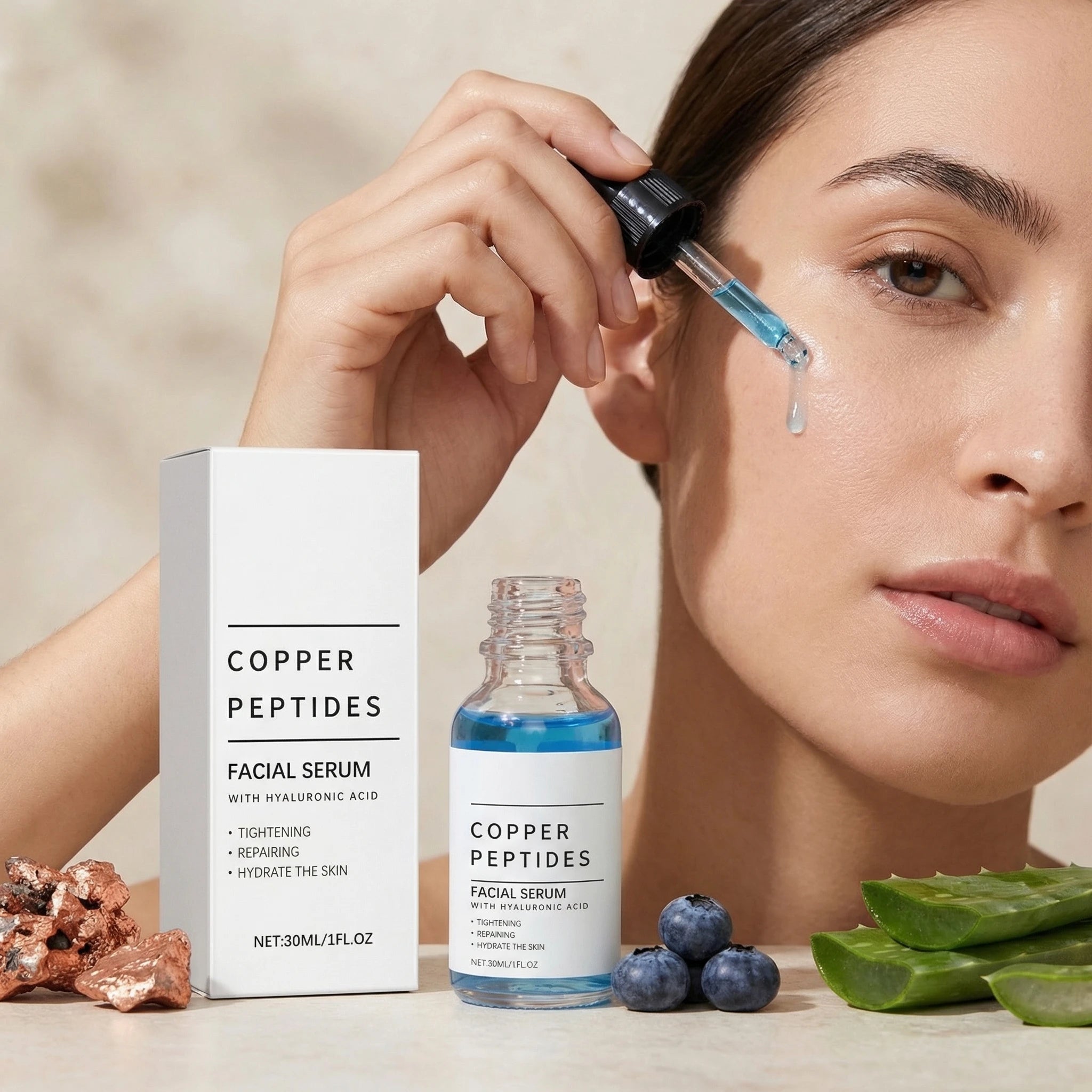 Copper Peptide & Hyaluronic Acid Face Serum 30ml Face Serum Oasis Select