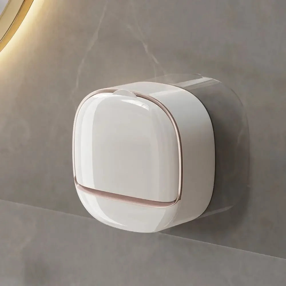 Wall Mounted Soap Dish With Drainage Box Waterproof Punch-Free Bathroom Drain Soap Box Soap Storage Case Bathroom Accessories Oasis Select white