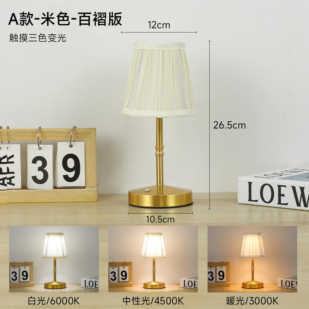 Wholesale of French Fabric Bedside Lamps, Creative Retro Charging Table Lamps, Bedroom Decorative Table Lamps Desk Lamp Oasis Select E1 XS