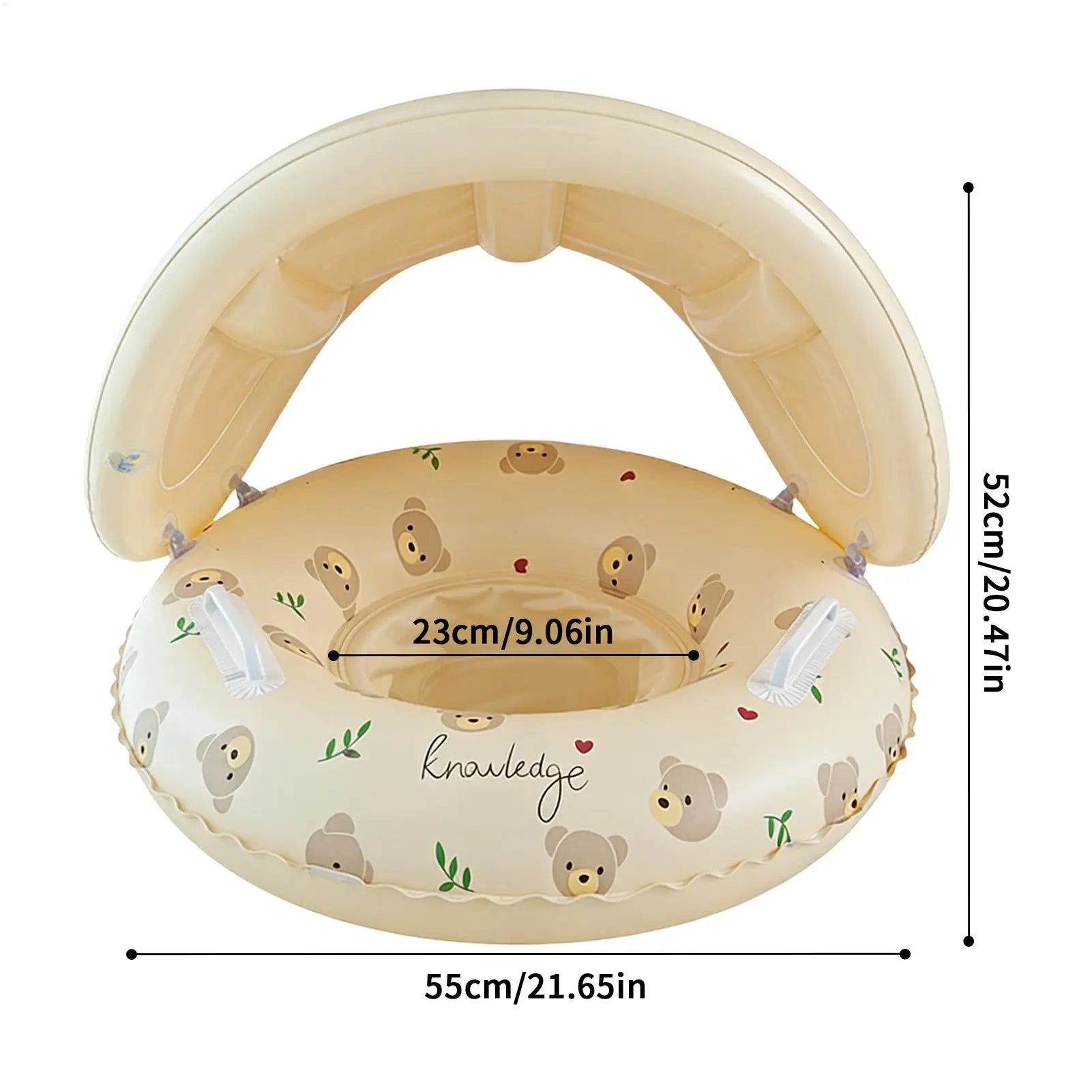 Baby swimming ring with sunshade inflatable baby pool float mat cute retro thickened seat ring detachable sunshade seat ring Oasis Select