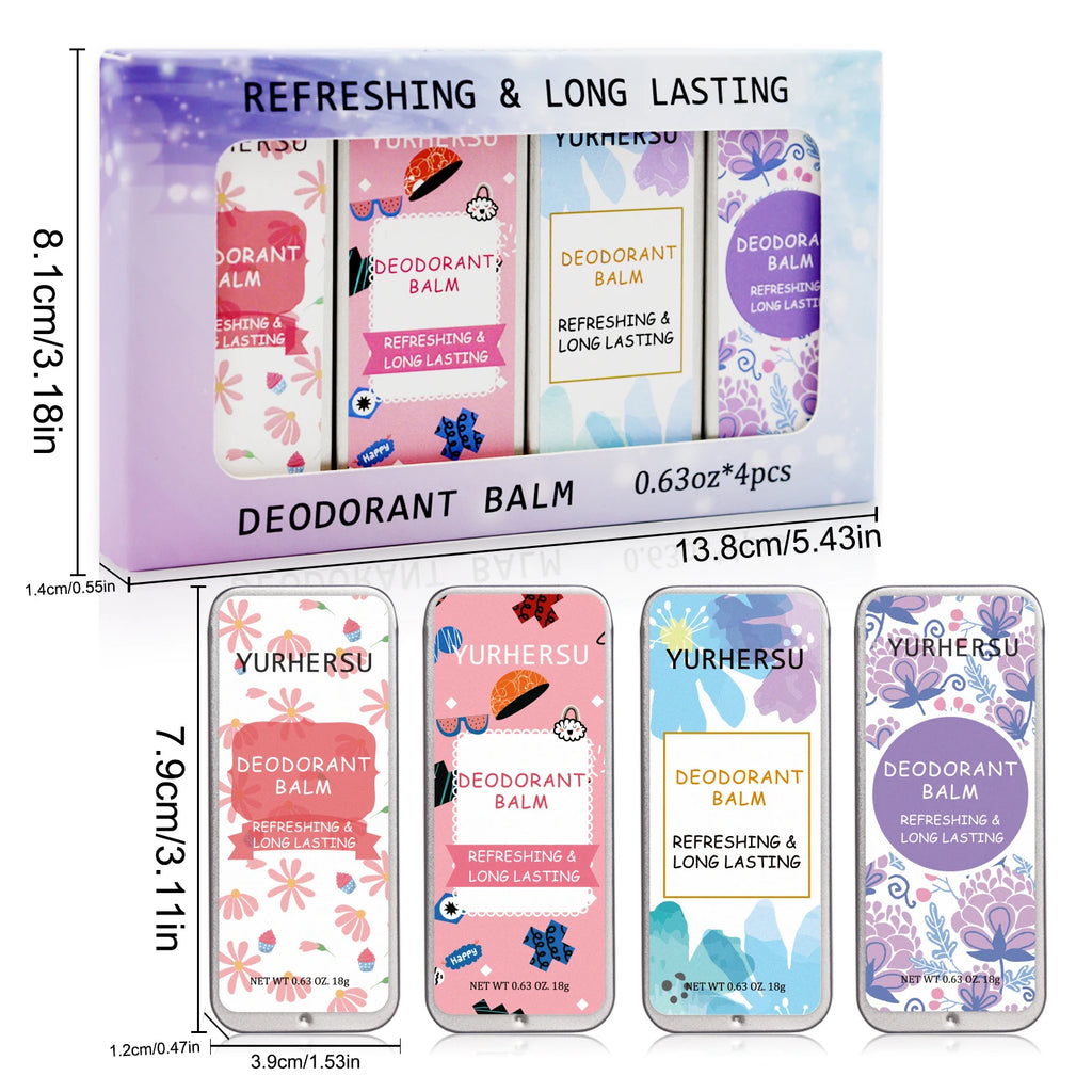 YURHERSU 4-Piece Deodorant Stick Set – Unisex Body Freshness Deodorant Stick Set Oasis Select