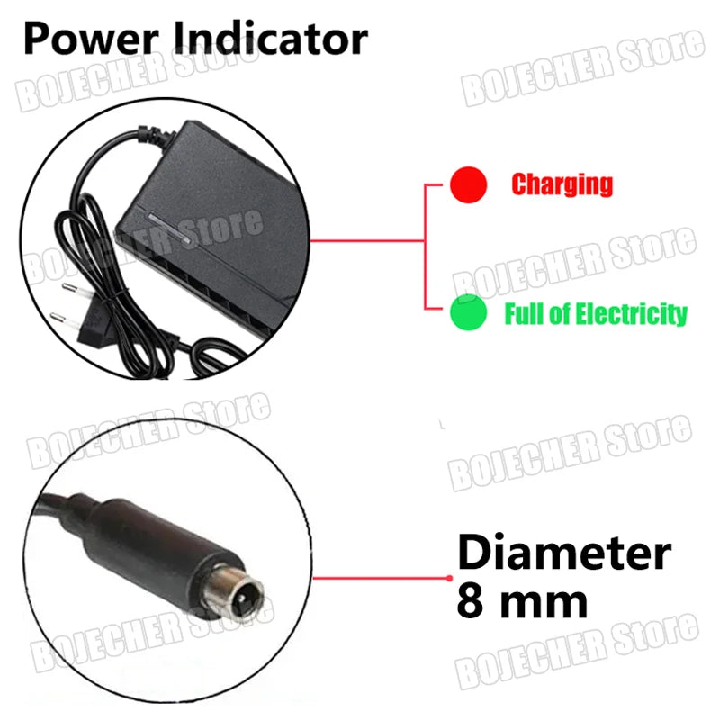 36V 2A Lithium Battery Charger Fast Charging Diameter 8mm 42V 2A 10S Li-ion Battery Pack Charger Power Supply Adapter For xiaomi Oasis Select