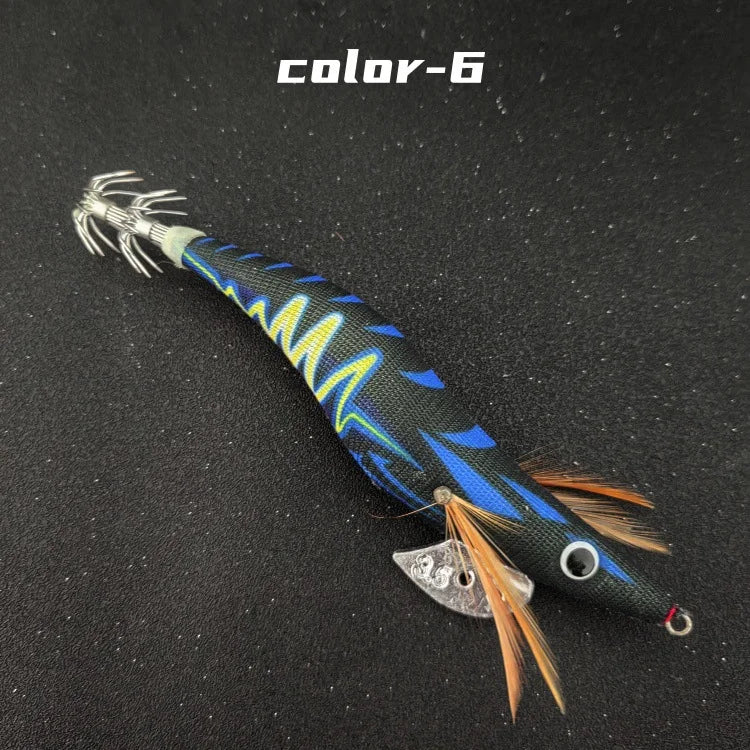 Multi-specification luminous beads wooden shrimp squid hook wooden shrimp set new lightning striped wooden shrimp squid hook exp Oasis Select YELLOW Lightning No. 3.0