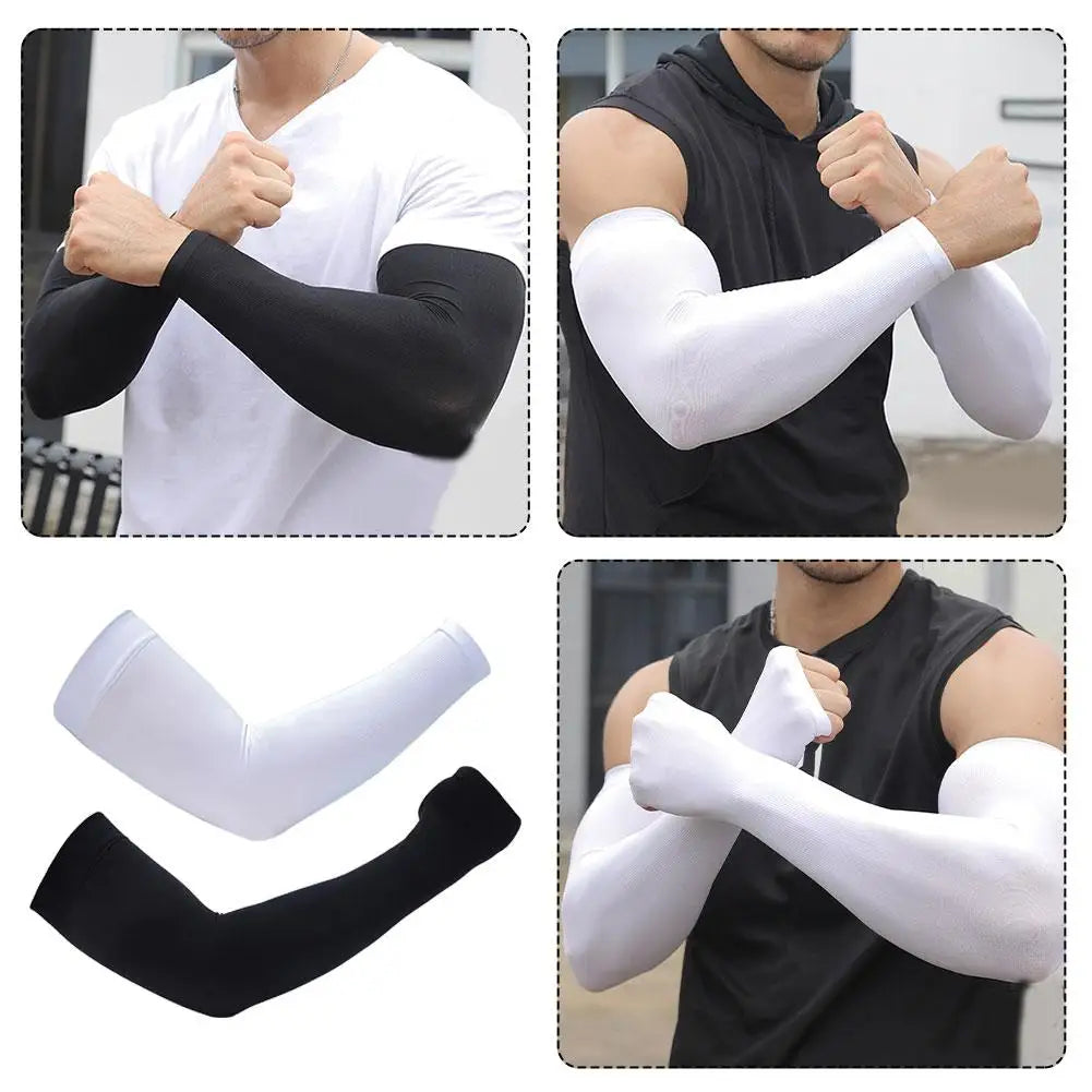 1 Pair Summer Sunscreen Sleeves Ice Silk Men's Plus Size Arm Protection UV Protection Gloves Arm Sleeves Quick Dry Arm Warmer Oasis Select