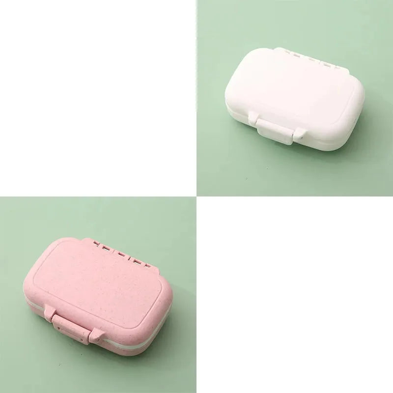 1/2pcs Mini Portable Pills Organizer Case 3 Grids PillBox Tablet Storage Container Weekly Medicine Pill's Box Pill Case Oasis Select White-Wheat Pink