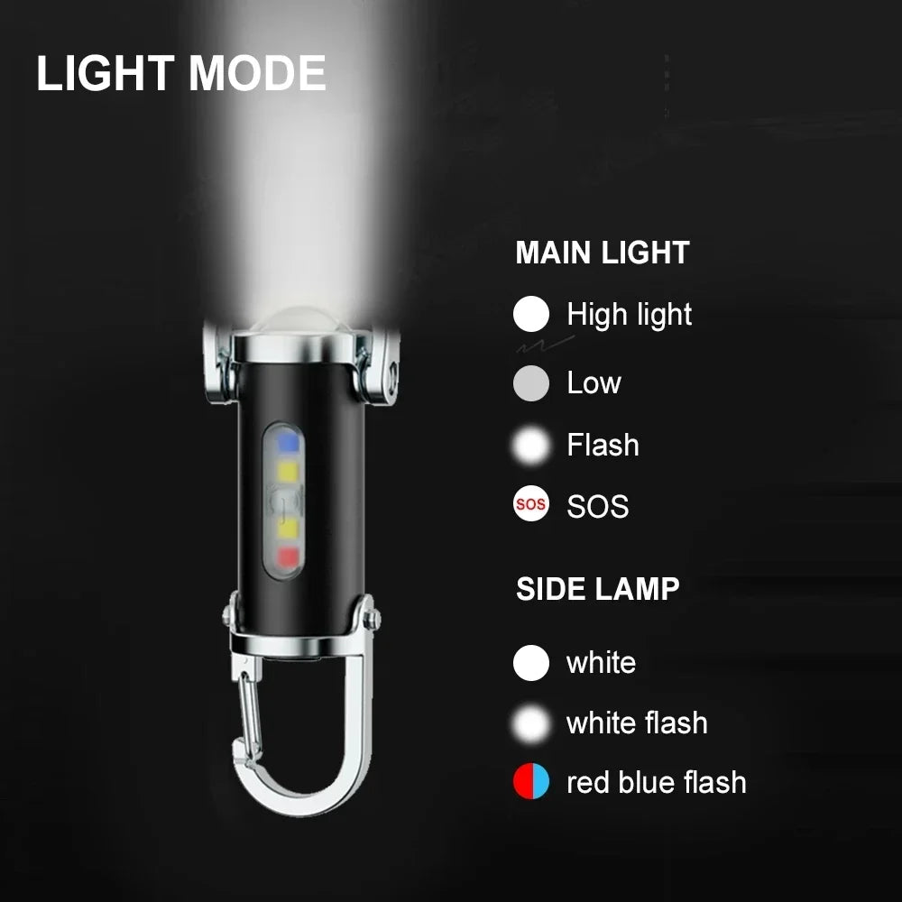 Portable Keychain Multi-Function Rechargeable Emergency Flashlight for Outdoor Mini Flashlight for Outdoor Camping Hiking Light Oasis Select