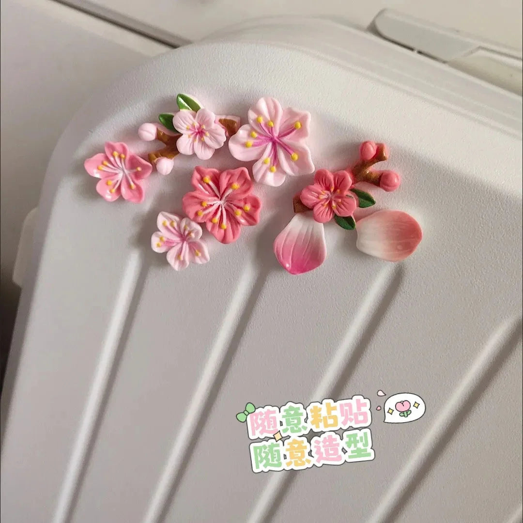 3D cherry blossom car sticker covers scratches, new car rear decoration ornament, electric car DIY decoration sticker Oasis Select 8pcs
