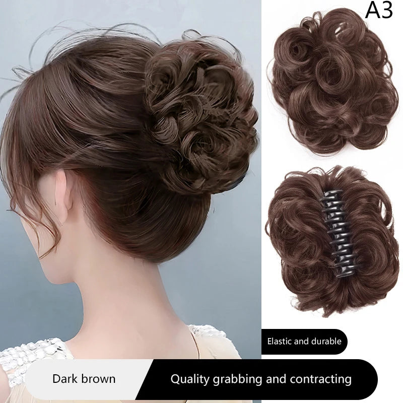 Messy Curly Synthetic Hair Bun Clip-In Hairpiece for Women Clip-In Hair Bun Oasis Select A3