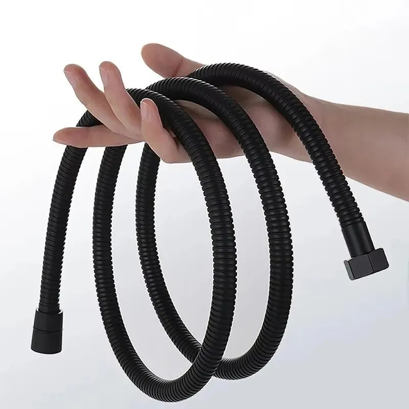 1.5/2/3M Black PVC Flexible Shower Hose Long Bathroom Shower Water Hose Extension Plumbing Pipe Pulling Tube Bath Accessories Oasis Select