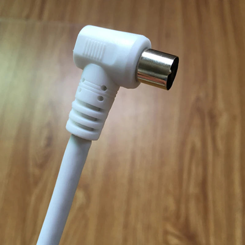 New Sale 2M Metre Right Angle Angled RF TV Aerial Lead Cable Male to Coax Coaxial White Oasis Select