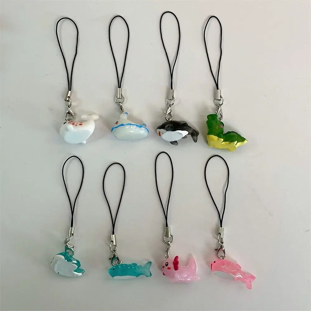 Jelly Sea Creature Phone Charms Blue Shark Sea Hare Black Whale Pink Axolotl Fish Phone Chain Cute Accessories Lanyard Keychain Oasis Select