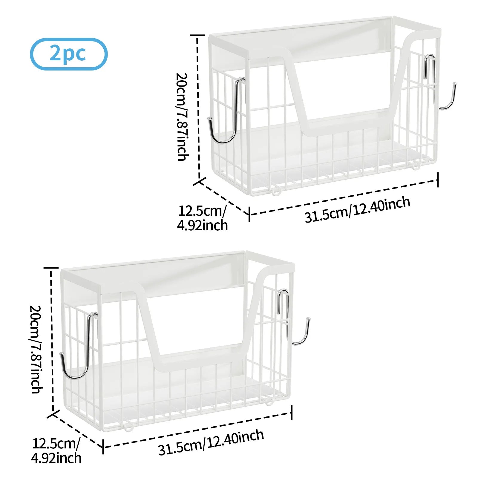 Magnetic refrigerator hanger foldable refrigerator side plastic wrap seasoning storage basket kitchen magnetic rack Oasis Select 2 white