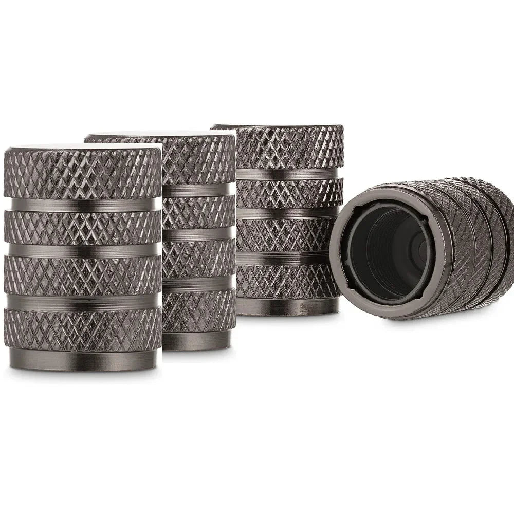 Tire Valve Stem Caps 4pcs Aluminum Tire Valve Cap Set Corrosion Resistant Stem Covers for Cars Trucks Motorcycles SUVs and Bikes Oasis Select Gun Grey