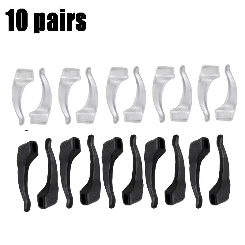 5-20pairs Clear Anti-slip Ear Hook Eyeglasses Accessories Grip Anti-fall Eyewear Holder Glasses Leg Ear Sleeve Bracket Fastener Oasis Select 10 pairs-mix