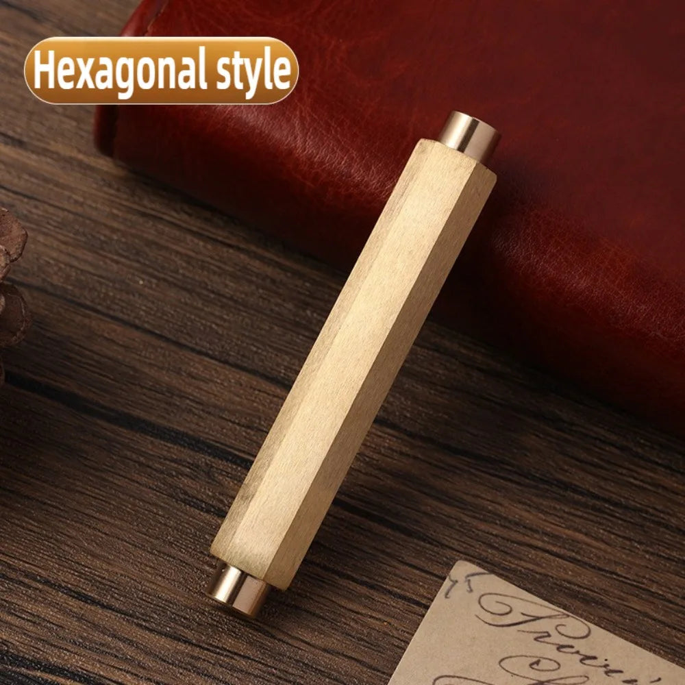 Portable Scalable Metal Fountain Pen Handwriting Retro Vintage Brass Pens Short Artist Writing Mini Pocket Pen Stationery Oasis Select Hexagonal Style